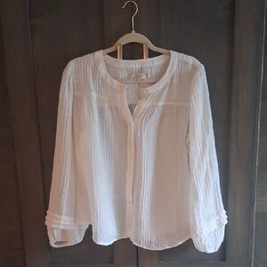 LOFT Crinkled Cream Blouse